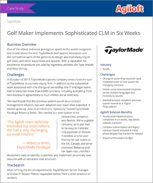 Golf Maker Implements Sophisticated CLM in Six Weeks