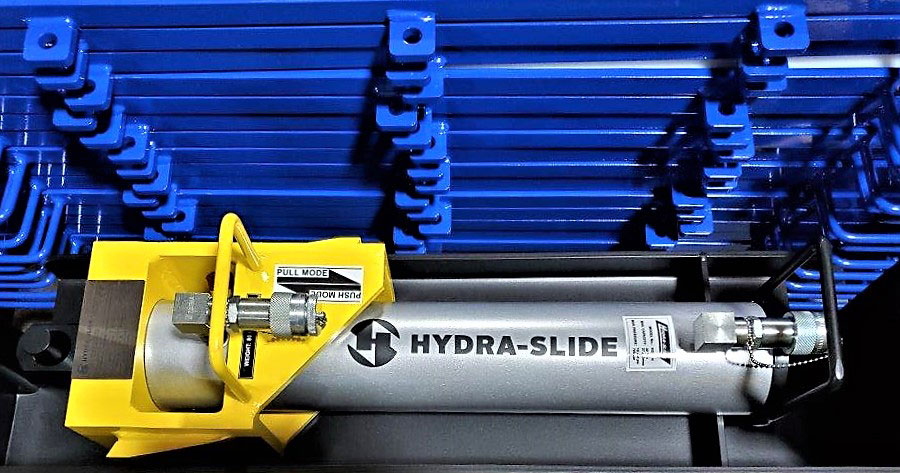 The new logo on Hydra-Slide’s XLP150 skidding system.