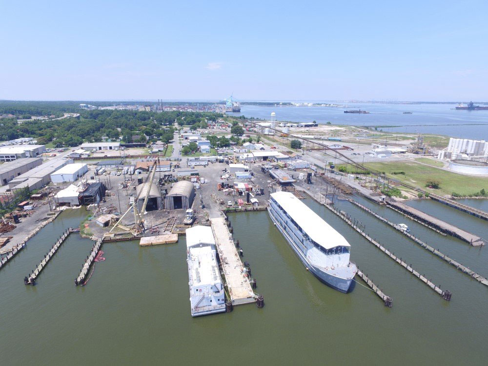 Ecr Eastern View Of Pier 14 New Plumb Piles Floating Cranes, Industry Today