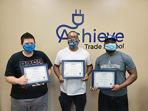 Mandy Powers Ricky Shaw And Todd Fuqua Display Their Atrieve Trade School Certificates, Industry Today