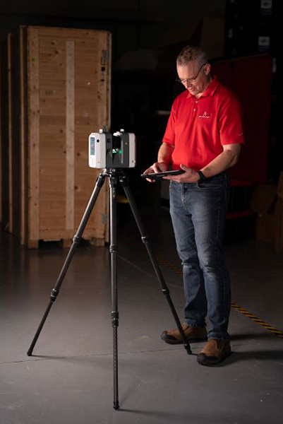 Exact Metrology employee with Leica RTC360