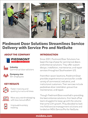 MSI NetSuite Case Study Piedmont Door, Industry Today