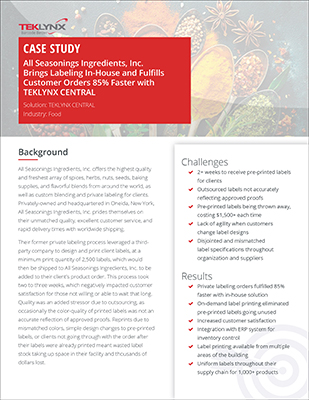 TEKLYNX All Seasonings Case Study, Industry Today