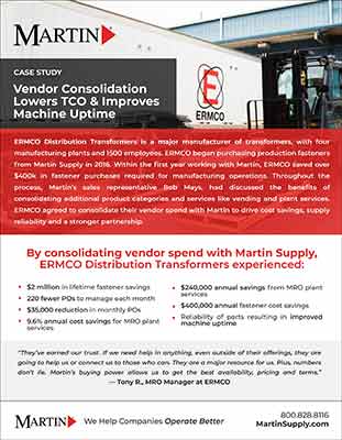 Vendor Consolidation Lowers TCO Improves Machine Uptime Martin Supply Case Study, Industry Today