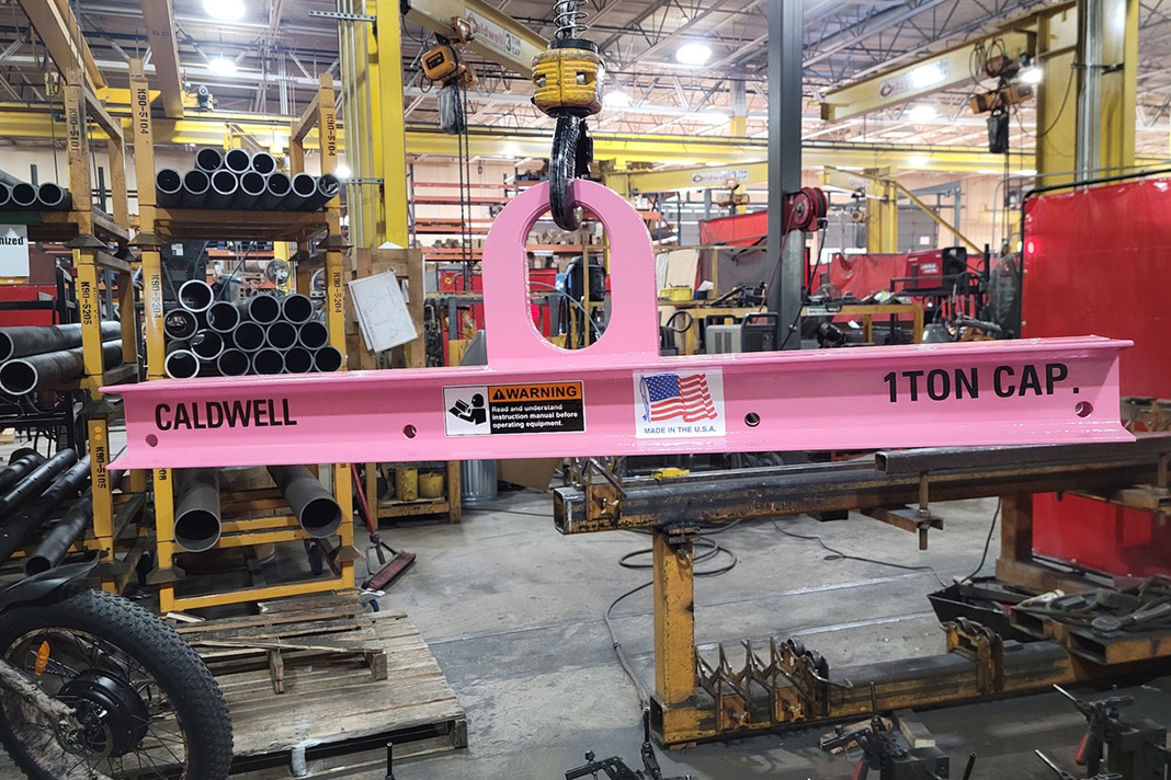 The adjustable beam is available in various capacities (0.5 tons to 40 tons) and spreads (3 ft. to 18 ft.) with an additional option to add pink paint for a donation of $100.