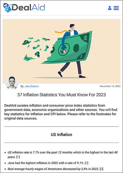 Dealaid Org Research Inflation Statistics Pg1, Industry Today