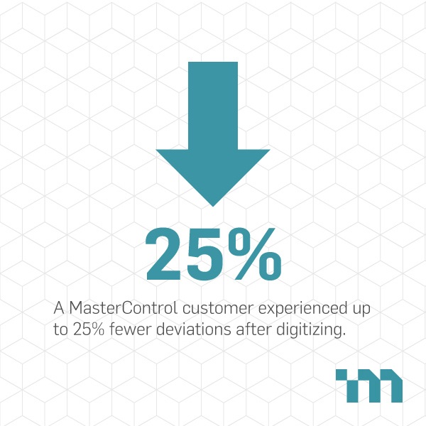 mastercontrol customer experienced up to 25 percent fewer deviations after digitizing