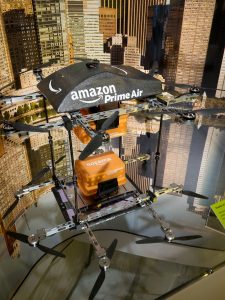 Amazon's Prime Air cargo delivery offers services that include 30-min delivery for members.