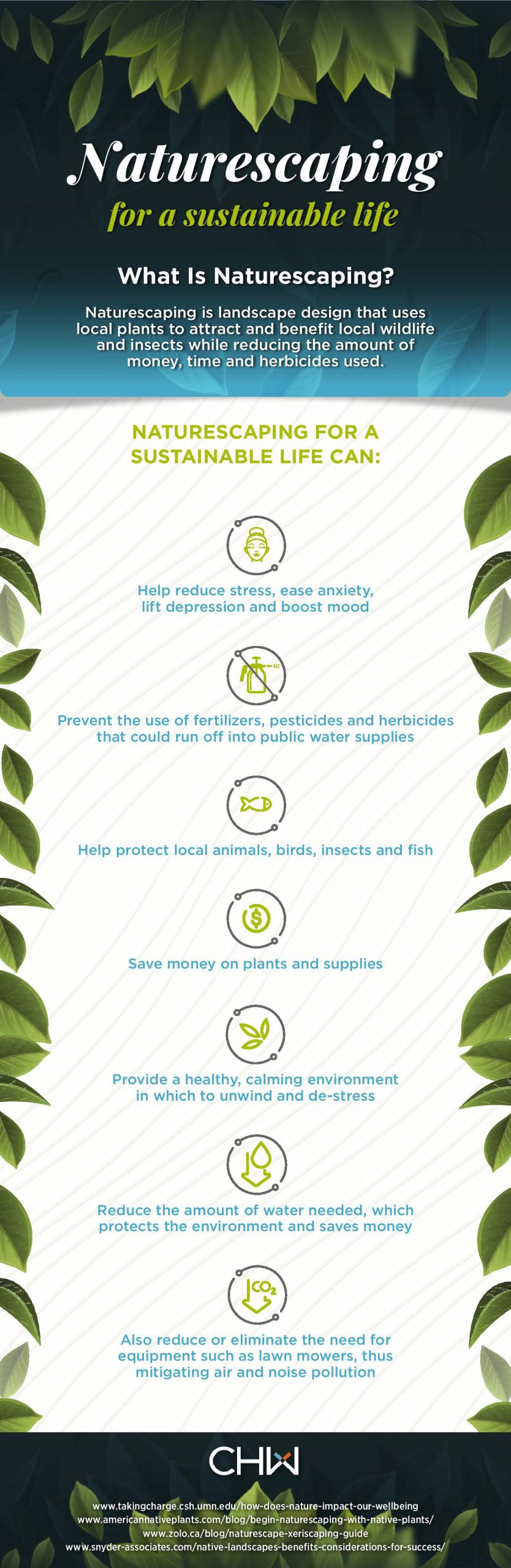 chw naturingscaping for a sustainable life infographic