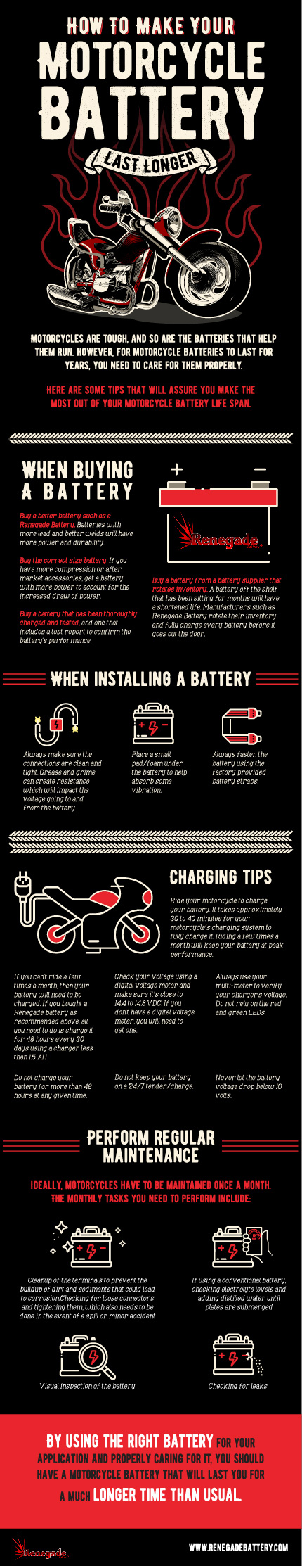 how to make your motorcycle battery last longer infographic