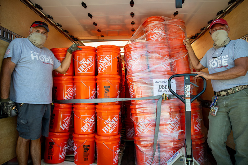 evaclean donates flood buckets