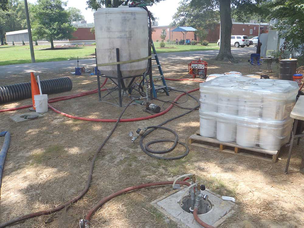 Example of a subsurface injection system for in situ bioremediation at an industrial site.