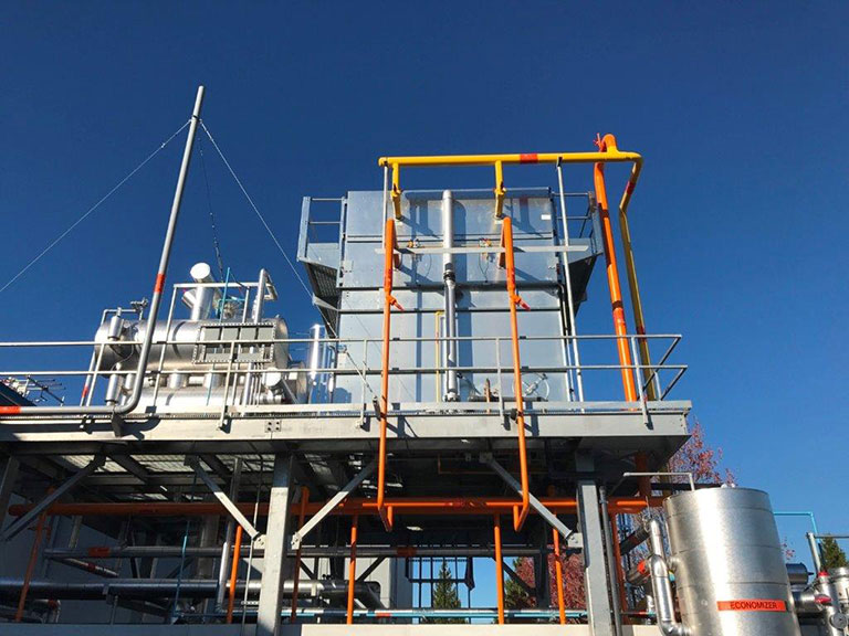 Ammonia / CO2 Cascade Condenser and Evaporative Condenser on Hot Dip Galvanized Steel platform – Seattle, WA.