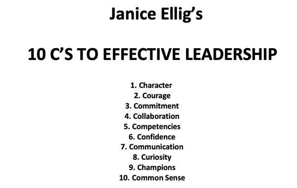 janie ellig's 10 c's to effective leadership