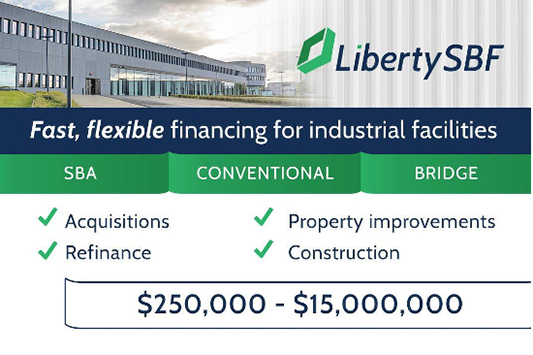 Liberty SBF is a commercial real estate finance company that helps industrial facility owners secure SBA, conventional, and bridge loans