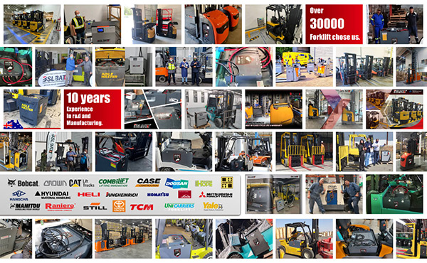 lithium forklift battery collage