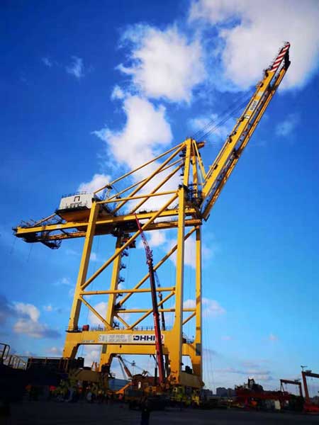 Ship-to-shore container cranes equipped with CP&A-designed base anti seismic isolation system (BASIS).
