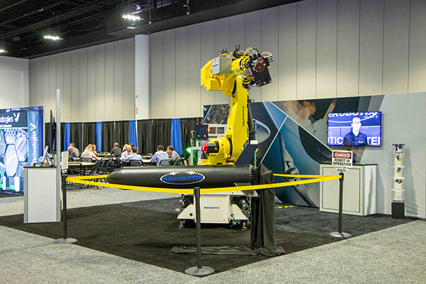 An Aerobotix mobile robot similar to the one that will be demonstrated at AeroDef.