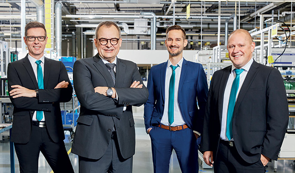The gearbox specialist Neugart has realigned its management structure (from left): Holger Obergföll, Bernd Neugart, Matthias Herr, Swen Herrmann. (Source: Neugart GmbH)