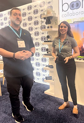 Bruno Rocha from FlyTec with Boom Collaborations' Holli Hulett.