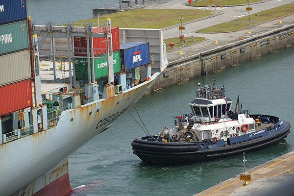 Container vessel at the Panama Canal