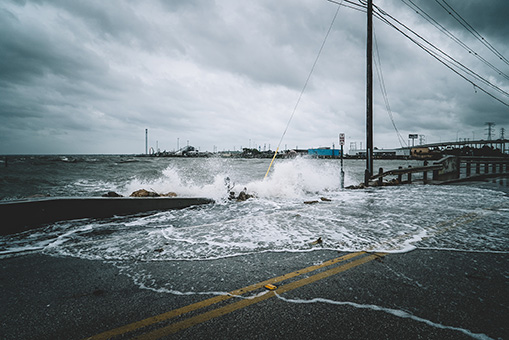 The aftermath of Hurricane Harvey, which struck Houston, Texas in August 2017 and caused 45 million outage minutes.