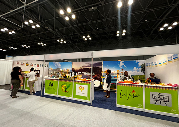 Company founders at the US Virgin Islands booth at the NY Now trade show in New York City in August of 2024.