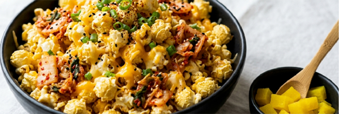 cheesy kimchi popcorn